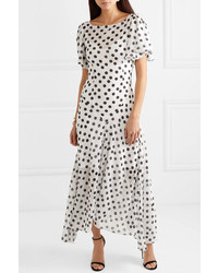 De La Vali Olivia Ruffled Polka Dot Fil Coup Chiffon Maxi Dress