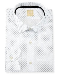 Ike Behar Dot Print Dress Shirt Whitenavy