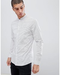 ASOS DESIGN Smart Skinny Polka Dot Shirt With Manderin Collar In White