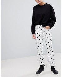ASOS DESIGN Ritson Rigid Mom Jeans In Mono Polka Dot Print