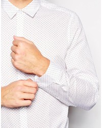 Asos Brand Shirt In Long Sleeve With Polka Dots