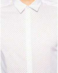 Asos Brand Shirt In Long Sleeve With Polka Dots