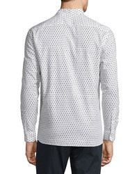 Burberry Brit Abstract Dot Print Long Sleeve Sport Shirt White