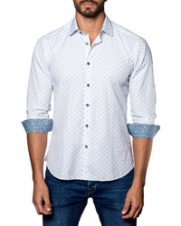 Jared Lang Dot Print Sport Shirt White