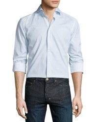 Eton Mini Dot Print Long Sleeve Sport Shirt Whiteturquoisebrown