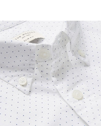 Club Monaco Slim Fit Button Down Collar Pin Dot Cotton Shirt