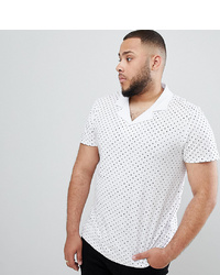 ASOS DESIGN Plus Polo With All Over Polka Dot Print And Revere Collar