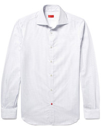 Isaia Slim Fit Pin Dot Textured Cotton Poplin Shirt