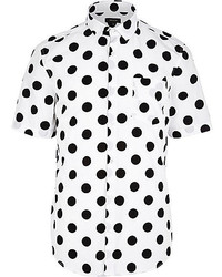 White Polka Dot Short Sleeve Shirt