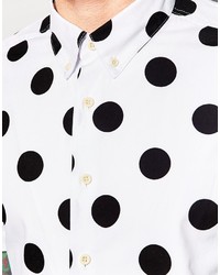 Asos Brand Shirt In Short Sleeve With Large Scale Polka Dot