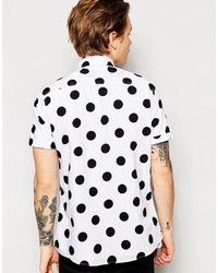 Asos Brand Shirt In Short Sleeve With Large Scale Polka Dot