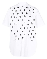 Raf Simons Polka Dot Print Short Sleeve Cotton Shirt