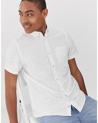 Burton Menswear Short Sleeved Oxford Shirt In White Polka Dot