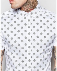 Asos Skinny Shirt With Handrawn Polka Dot In Short Sleeve