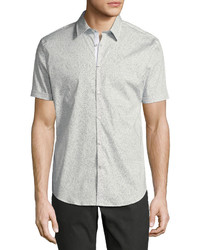 John Varvatos Star Usa Dot Print Slim Fit Short Sleeve Sport Shirt White