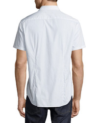 Theory Sylvain Corvalle Pin Dot Short Sleeve Sport Shirt White