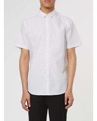 Topman White And Burgundy Dot Short Sleeve Dress Shirt