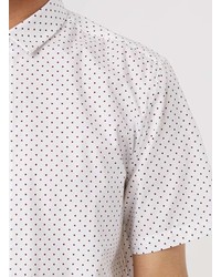 Topman White And Burgundy Dot Short Sleeve Dress Shirt