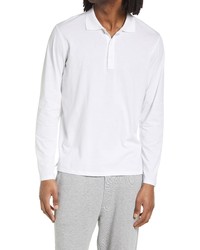 ATM Anthony Thomas Melillo Jersey Cotton Long Sleeve Polo In White At Nordstrom