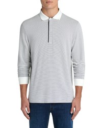 Bugatchi Micro Stripe Long Sleeve Zip Polo Shirt In Chalk At Nordstrom