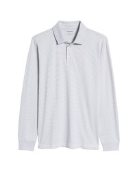 Bonobos Stretch Pique Long Sleeve Polo In Fossil Feeder Stripe At Nordstrom