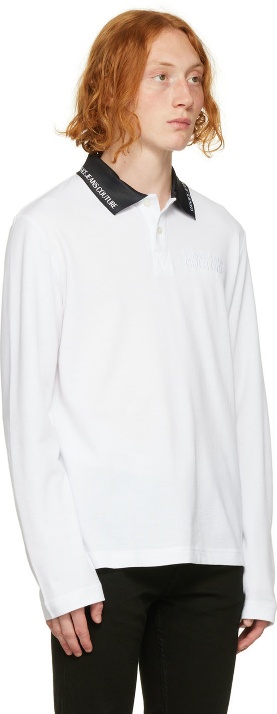 VERSACE JEANS COUTURE White Long Sleeve Polo, $275 | SSENSE | Lookastic