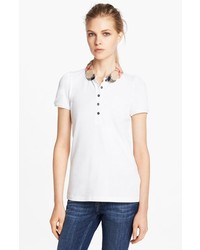 Burberry Brit Ruched Collar Polo White Small