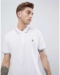 Original Penguin Check Tipping Polo Slim Fit Embroidred Logo In White