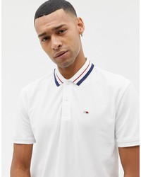 Tommy Jeans Classic Icon Tipped Pique Polo Relaxed Regular Fit In White