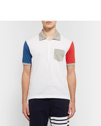 Thom Browne Colour Block Cotton Piqu Polo Shirt