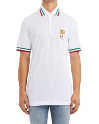 Dolce & Gabbana Cotton Pique Polo In Bianco At Nordstrom