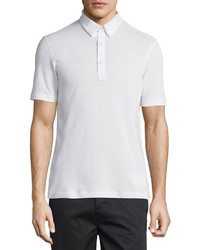 Helmut Lang Double Collar Short Sleeve Pique Polo Shirt Optic White