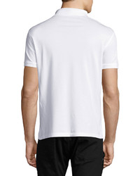 Ralph Lauren Front Zip Piqu Polo Shirt White