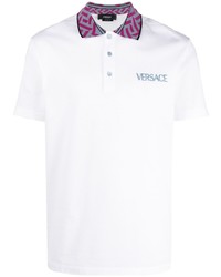 Versace Greca Trim Embroidered Logo Polo Shirt