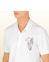 Gucci Cotton Polo With Horse Embroidery