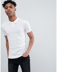 ASOS DESIGN Knitted Muscle Fit Polo In White