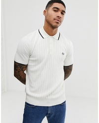 Fred Perry Knitted Tipped Polo In Off White