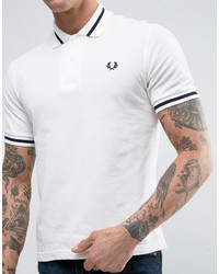 Fred Perry Laurel Wreath Reissues Polo Single Tipped M2 Pique In Whitenavy