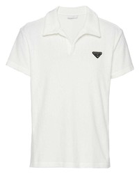 Prada Logo Plaque Terry Cloth Polo Shirt