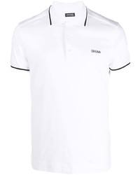 Zegna Logo Print Short Sleeved Polo Shirt
