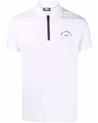 Karl Lagerfeld Logo Print Zip Up Polo Shirt