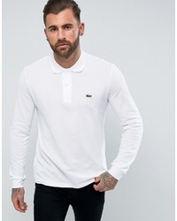 Lacoste Long Sleeve Pique Polo Regular Fit In White