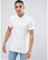 ASOS DESIGN Longline Muscle Fit Polo In Jersey In White