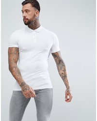 ASOS DESIGN Muscle Fit Jersey Polo In White