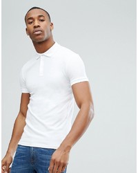 ASOS DESIGN Muscle Fit Pique Polo In White