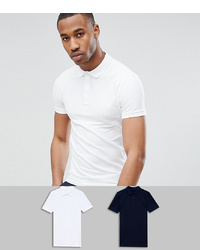 ASOS DESIGN Muscle Fit Polo In Pique 2 Pack Save
