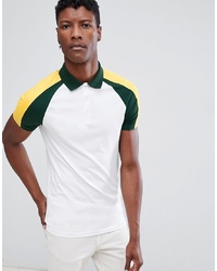 ASOS DESIGN Muscle Fit Polo Shirt With Double Contrast Raglan