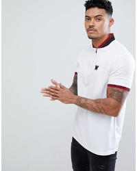 Good For Nothing Muscle Polo Shirt With Zip Detail In White