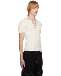 Dion Lee Off White Lace Up Polo