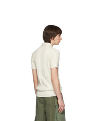 Wales Bonner Off White Textured Knit Polo